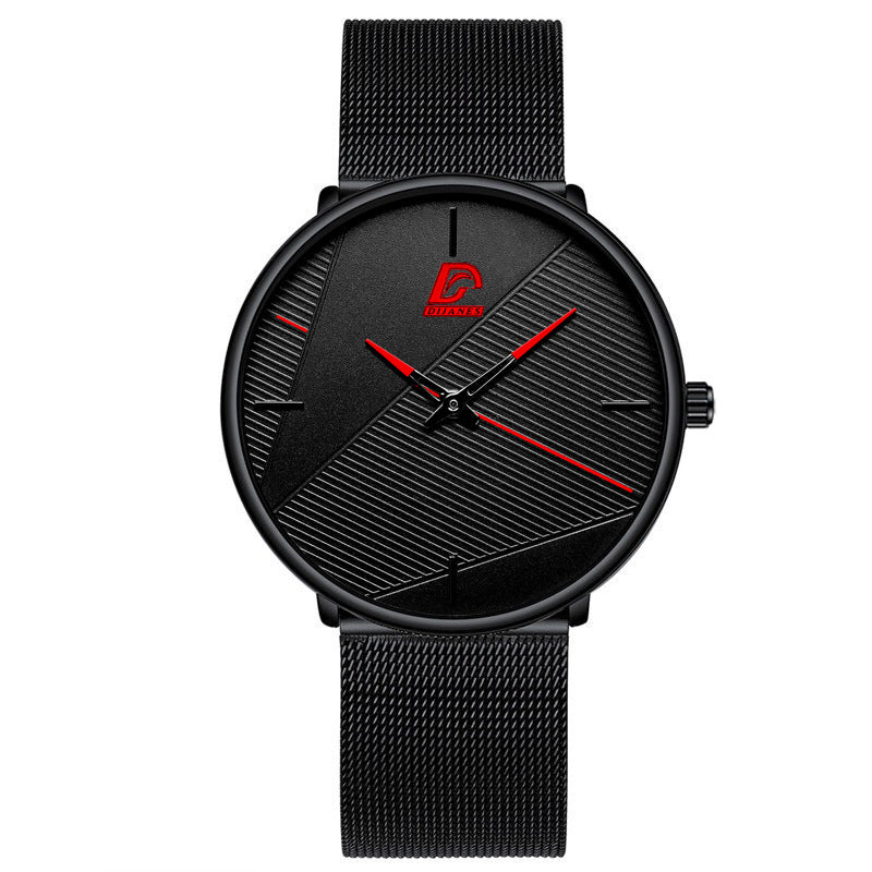 DIJANES New Simple Fashion Men's Mesh Belt Watch Men's Business Belt Quartz Performance