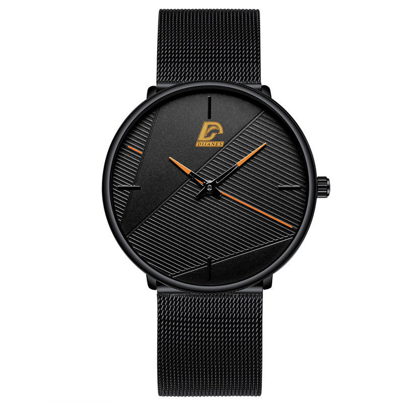 DIJANES New Simple Fashion Men's Mesh Belt Watch Men's Business Belt Quartz Performance