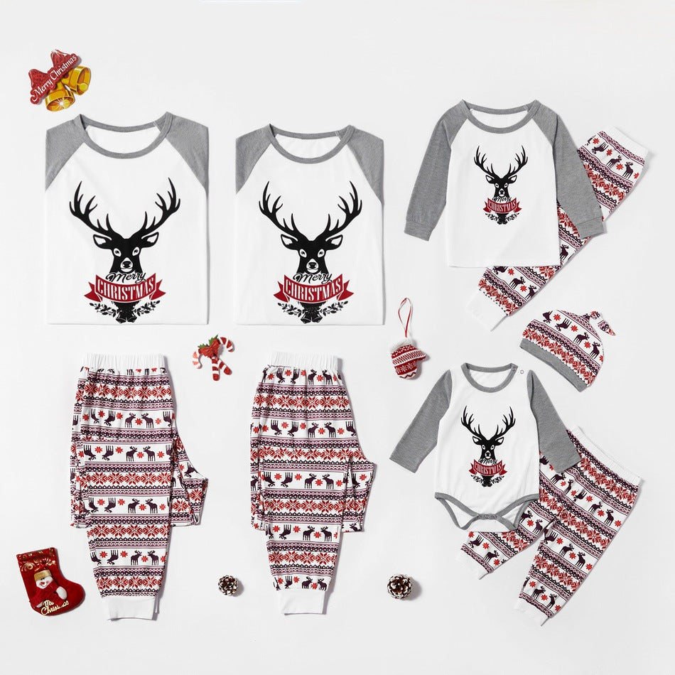 New Christmas family wear cross-border printing family pajamas suits baby boys girls women's clothing men's clothing