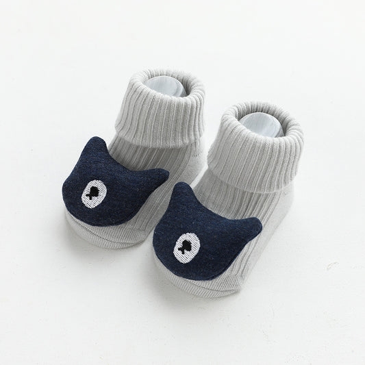 New three-dimensional cartoon doll baby socks glue anti-skid loose mouth baby socks children floor socks