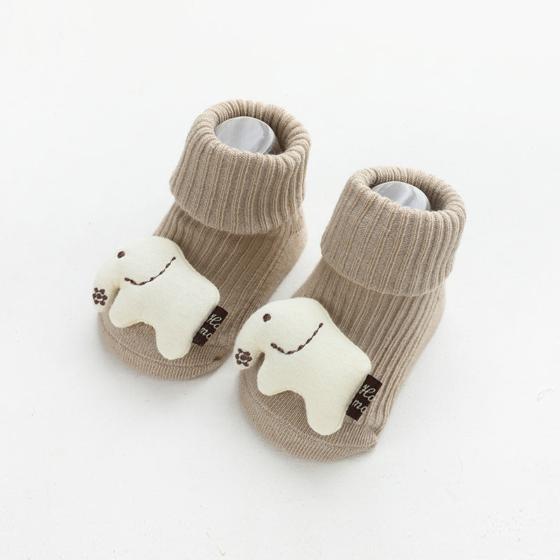 New three-dimensional cartoon doll baby socks glue anti-skid loose mouth baby socks children floor socks