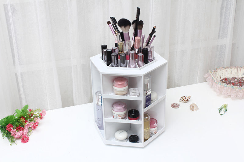 Korean version of the explosion of creative hexagonal 360 degree rotating cosmetics storage box finishing frame desktop eye shadow