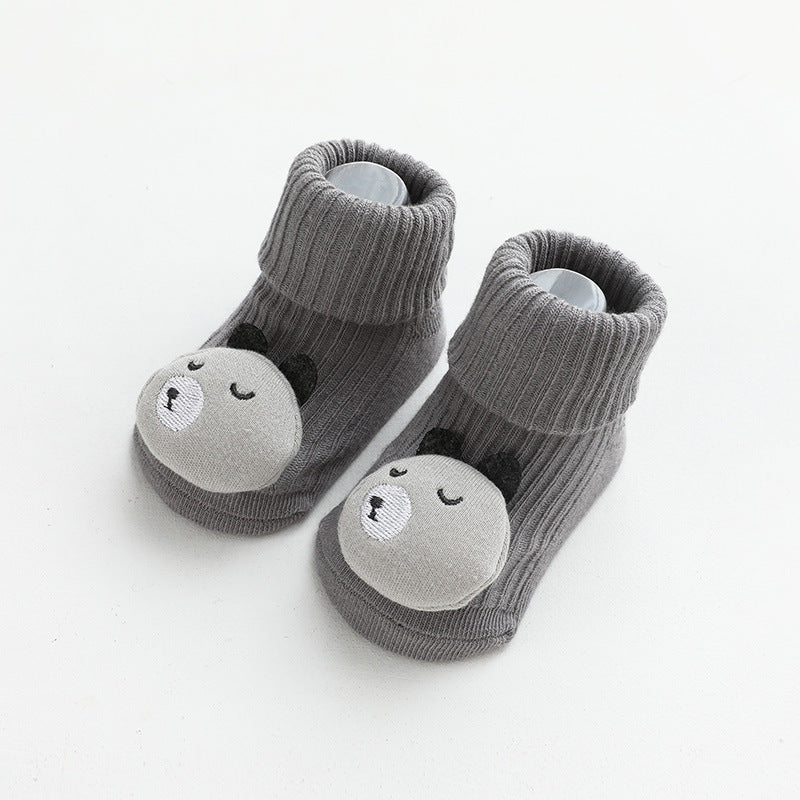 New three-dimensional cartoon doll baby socks glue anti-skid loose mouth baby socks children floor socks