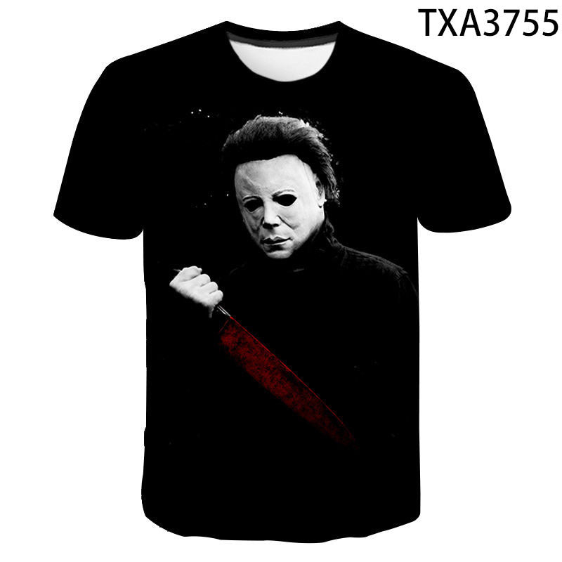 Michael Myers 3D digital printing round neck men's and women's T-shirt