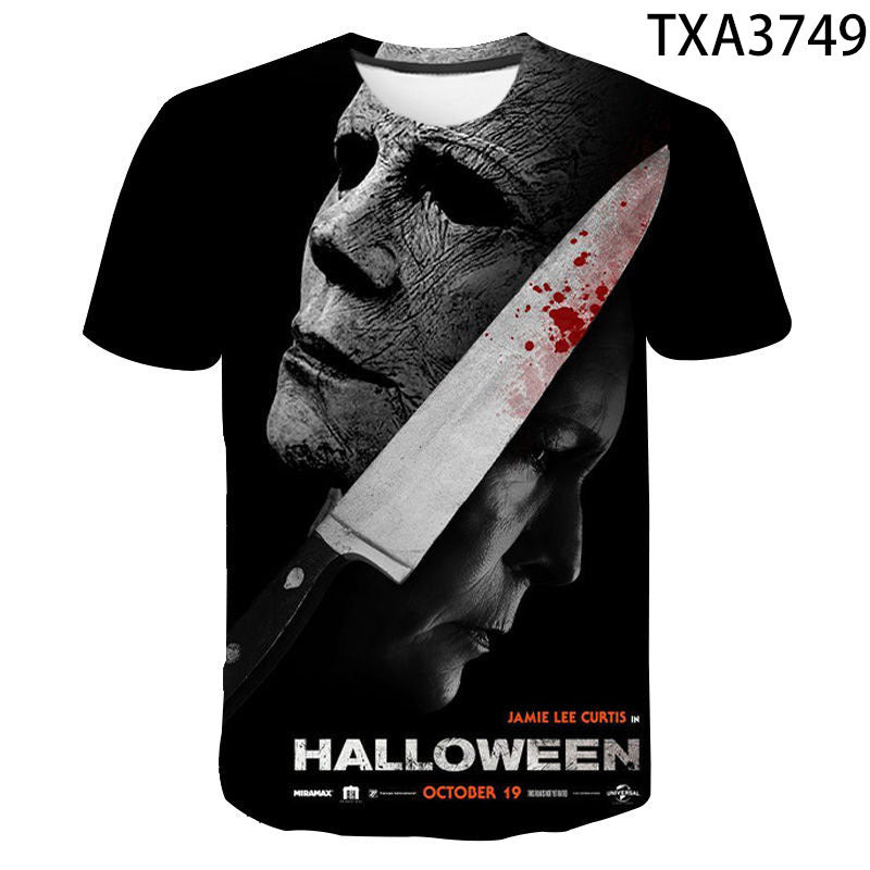 Michael Myers 3D digital printing round neck men's and women's T-shirt