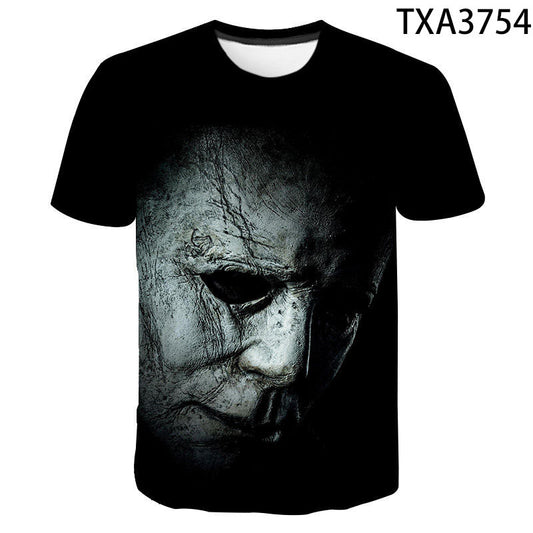 Michael Myers 3D digital printing round neck men's and women's T-shirt