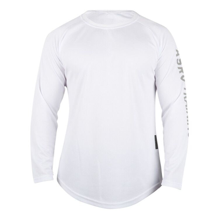 European and American solid color round neck hedging reflective letter printing sports long-sleeved t-shirt