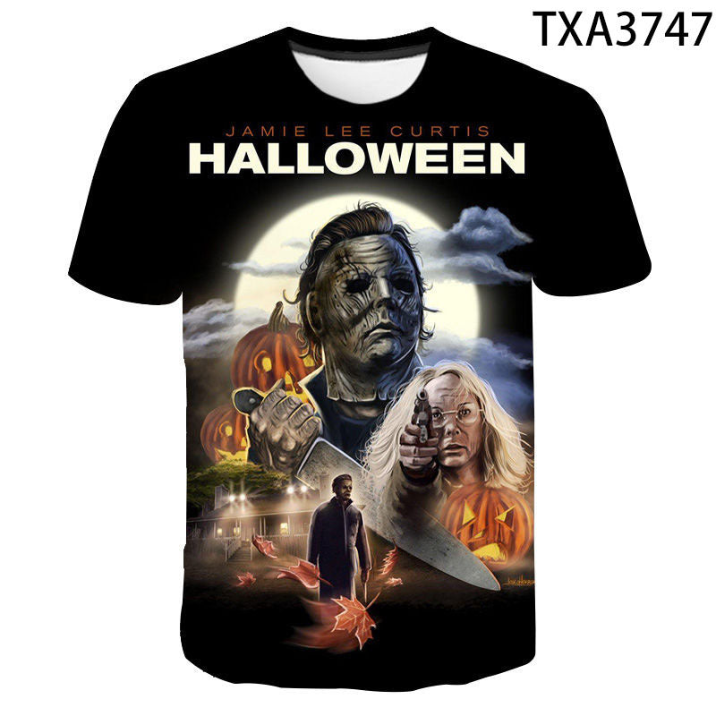 Michael Myers 3D digital printing round neck men's and women's T-shirt