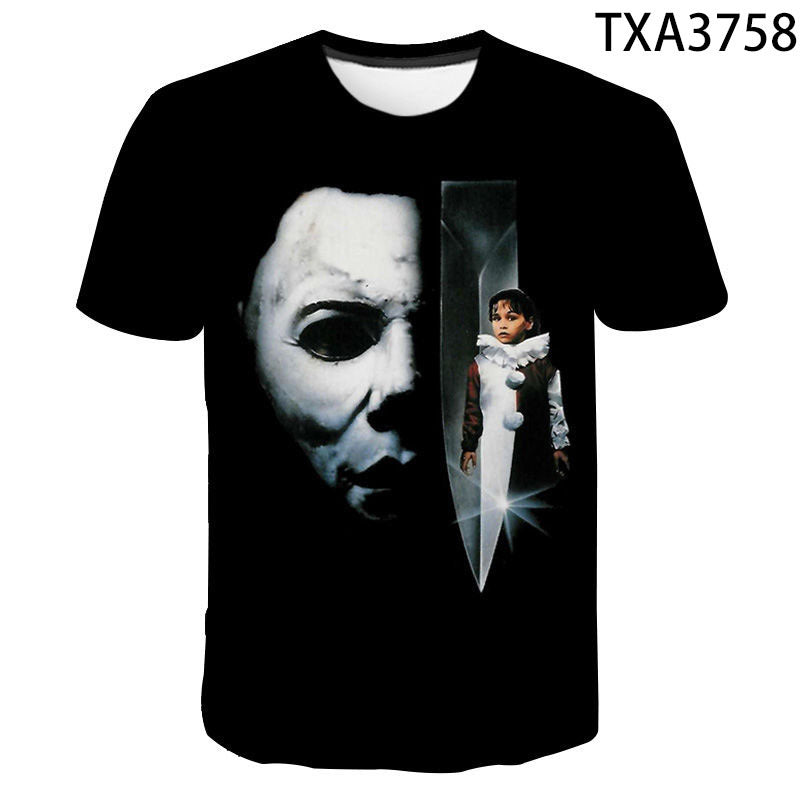 Michael Myers 3D digital printing round neck men's and women's T-shirt