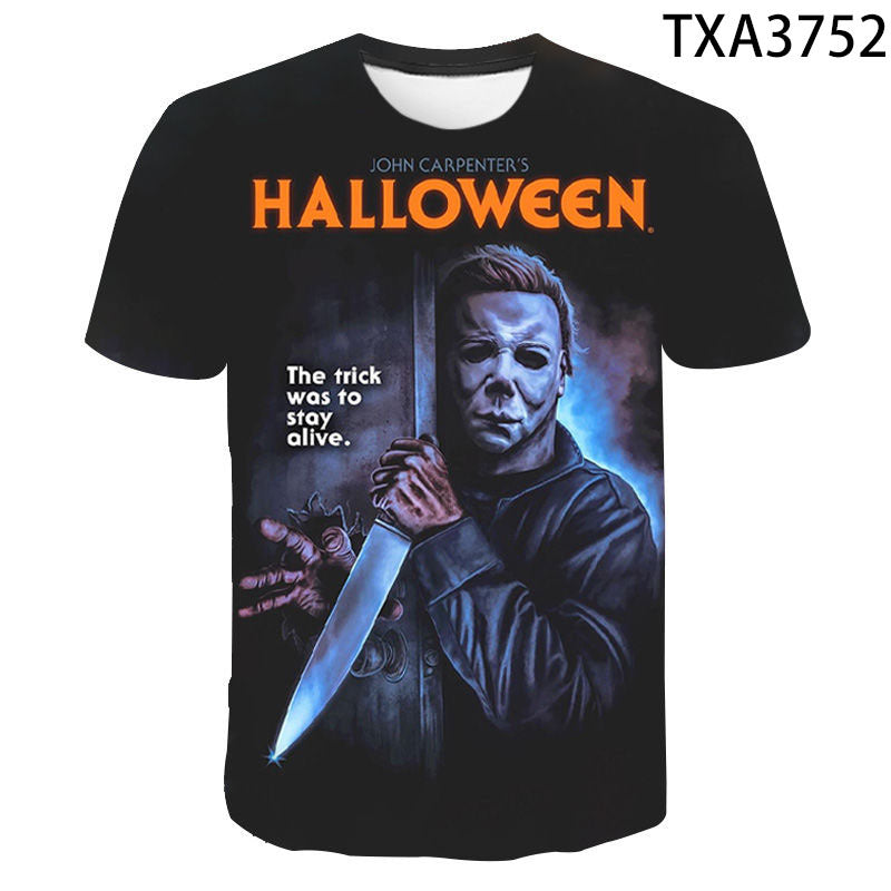 Michael Myers 3D digital printing round neck men's and women's T-shirt