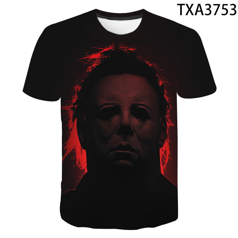 Michael Myers 3D digital printing round neck men's and women's T-shirt