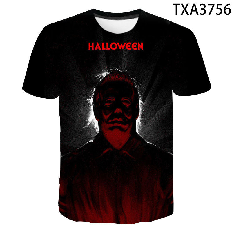 Michael Myers 3D digital printing round neck men's and women's T-shirt