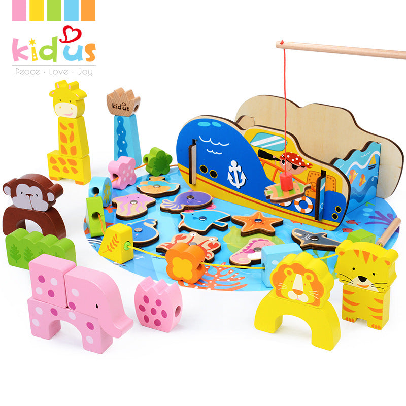 Large beech wood beaded children's toy puzzle brain early education wear beads building blocks 1 two and a half years 2-3 boys and girls