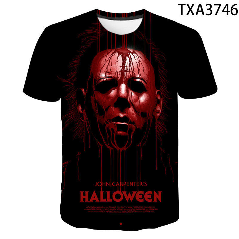 Michael Myers 3D digital printing round neck men's and women's T-shirt