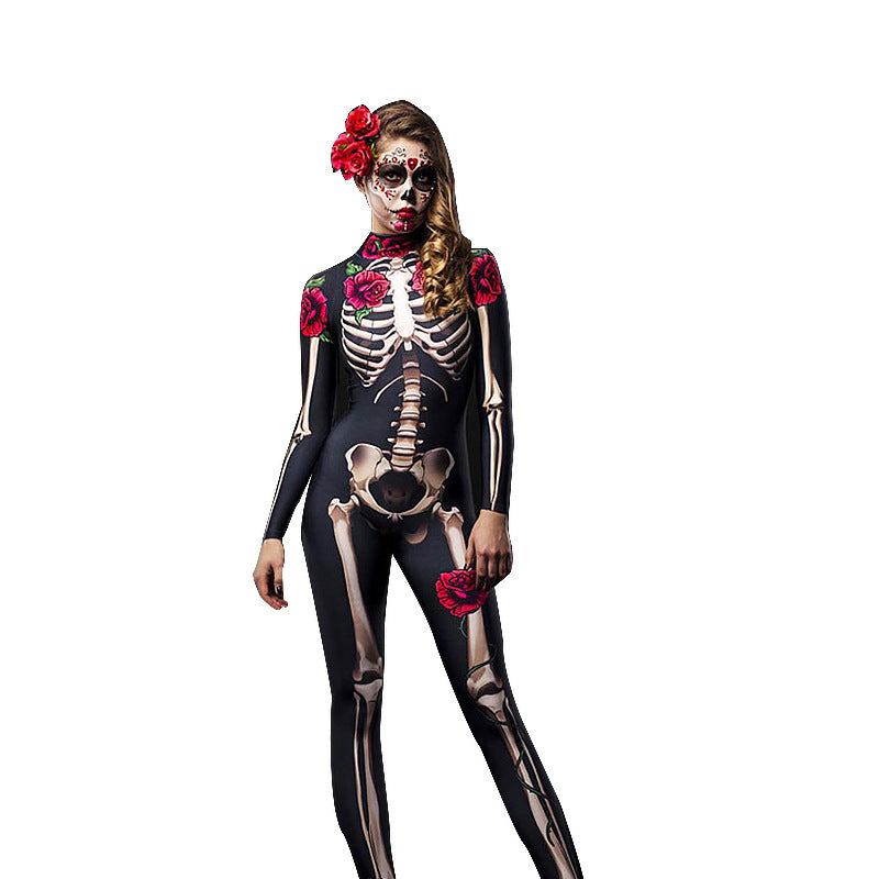 Halloween women's clothing horror skull skeleton one-piece party performance clothing