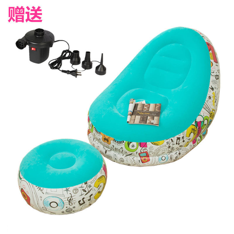 New thickened inflatable lazy sofa with footrest leisure sofa recliner portable storage air chair