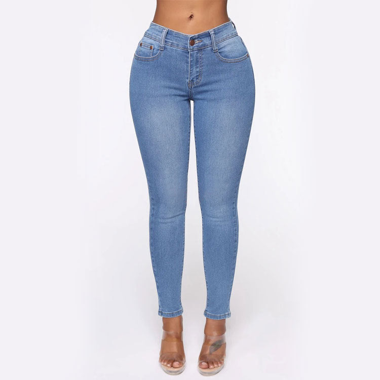 European and American wish Amazon hot selling stretch skinny ripped jeans