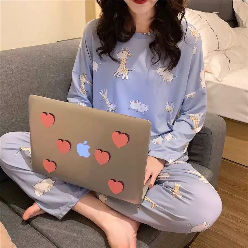 Cross-border pajamas female cute long-sleeved trousers cartoon student pajamas home service suit