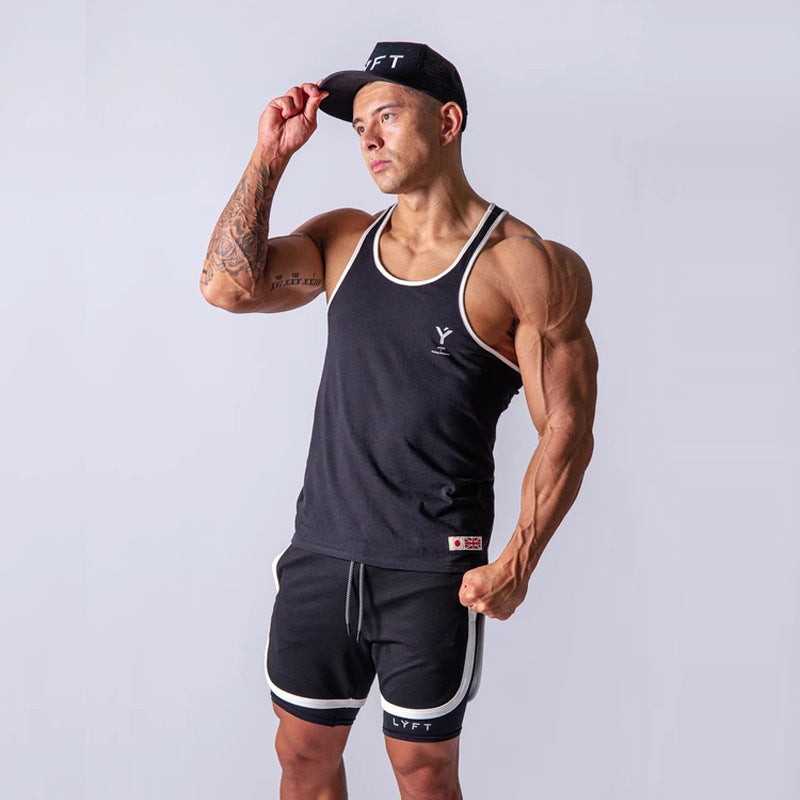 Muscle burning summer sports running outdoor training fitness vest men's solid color simple self-cultivation tide brand