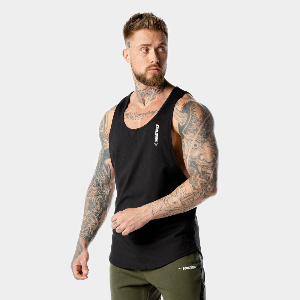 European and American fitness vest men's stretch training running basketball uniform sports shirt sleeveless T-shirt