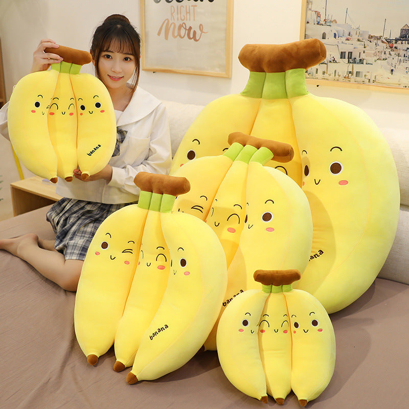 Banana pillow girl sleeping on bed waist support doll doll pillow large doll cute holding plush toy