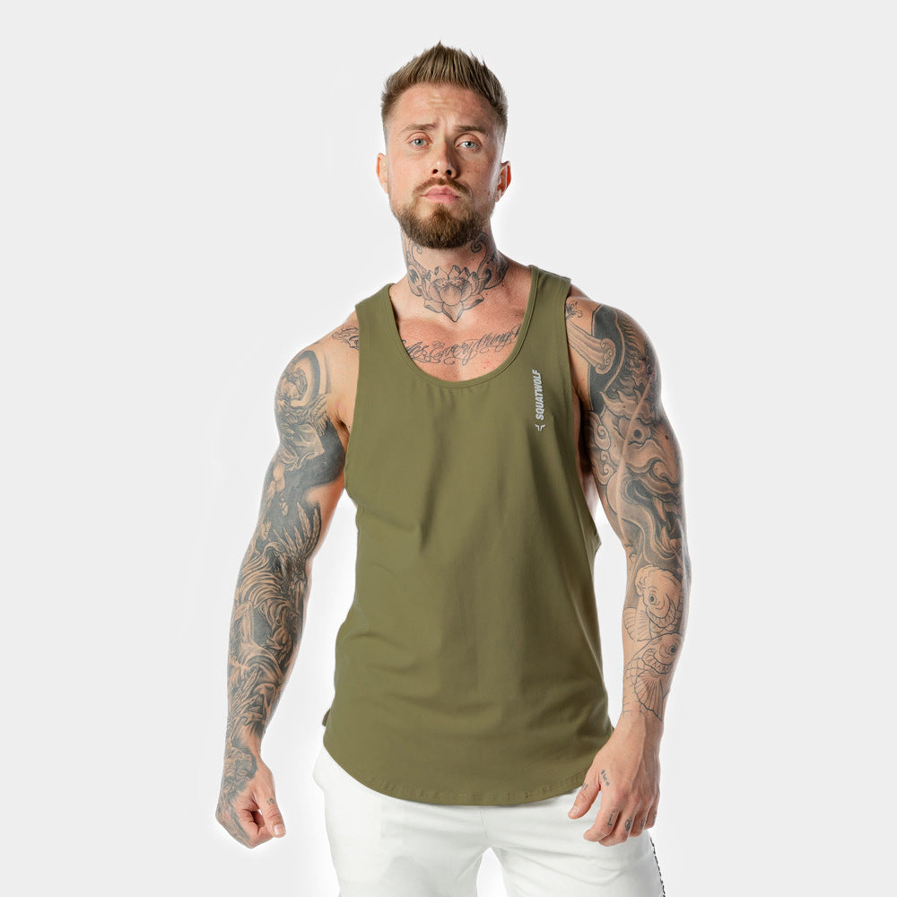 European and American fitness vest men's stretch training running basketball uniform sports shirt sleeveless T-shirt