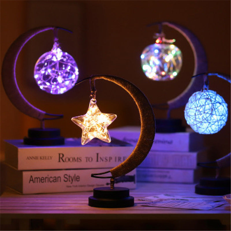 led modeling lights star moon apple christmas decoration lights handmade twine USB iron night light