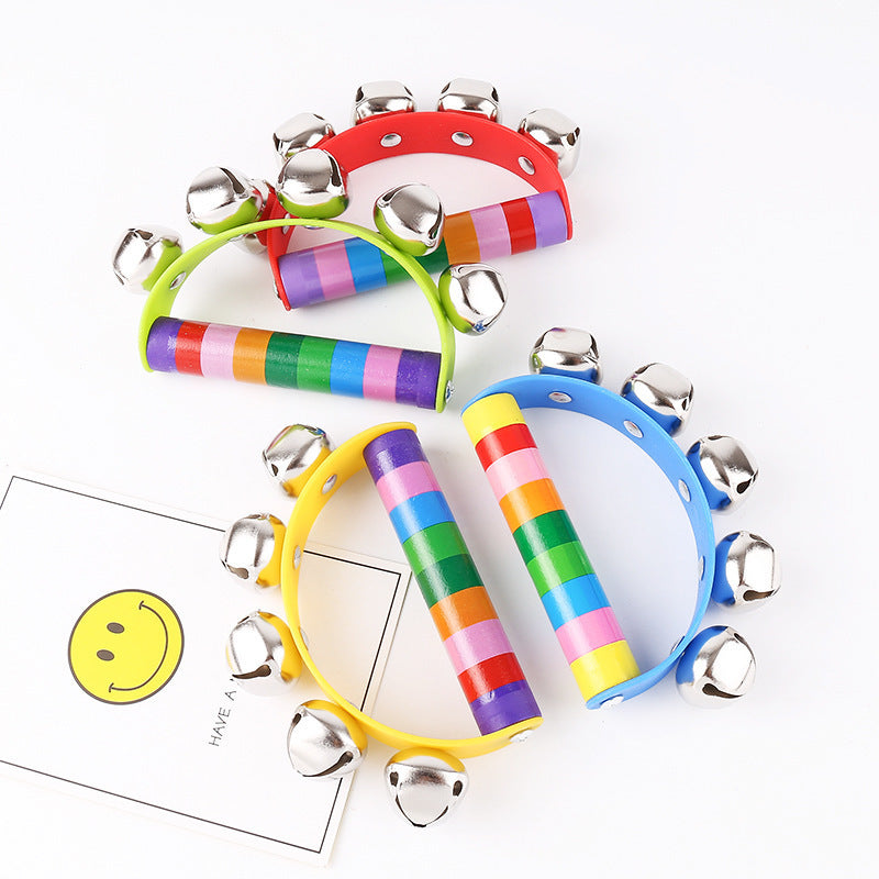 Kindergarten children's educational toys, color hand bells, semicircular hand bells, leather bells, semicircular rattles