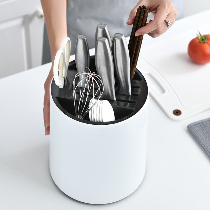 Multifunctional kitchen knife rack rotatable storage rack kitchen storage cylinder creative knife and fork chopsticks cage