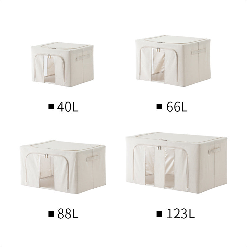 Transparent storage box Oxford cloth steel frame storage box washed quilt clothes large foldable storage box