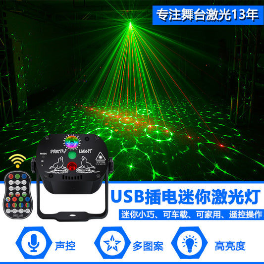 Cross-border popular USB mini laser light Remote control LED stage flash Christmas home entertainment decoration lights