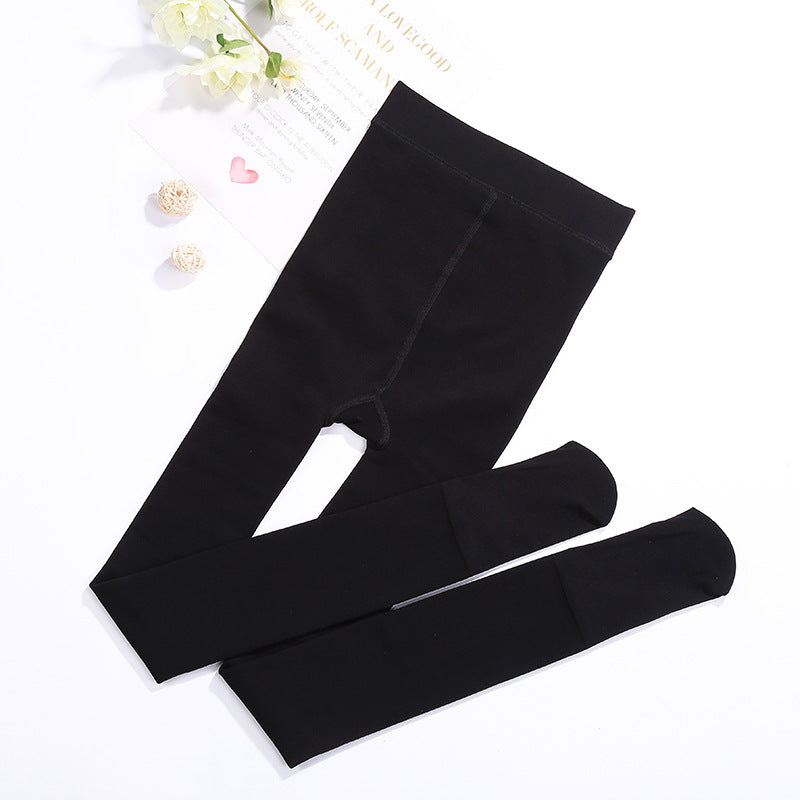 Black transparent skin leggings socks women's thickened black silk fake meat with feet one-piece pants