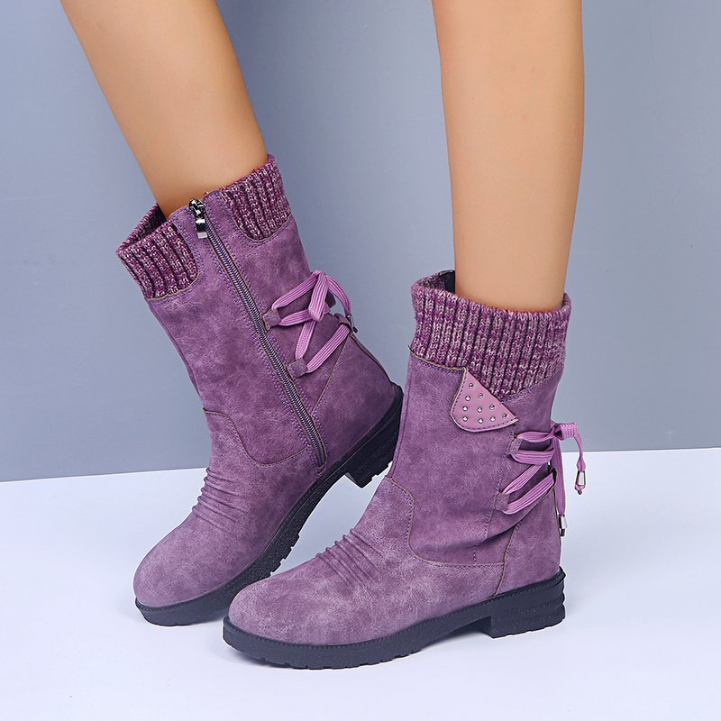 New side zipper square heel female Martin boots