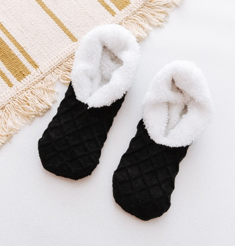 2 pairs of autumn and winter socks fleece lamb fleece solid color floor socks sweet and warm ladies thickened socks confinement socks