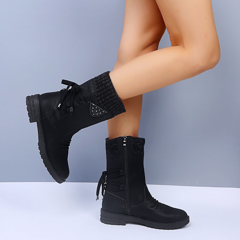 New side zipper square heel female Martin boots