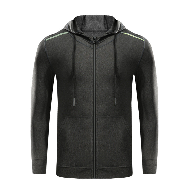 New men's zipper hooded jacket fitness trainer sportswear stretch fitness clothing