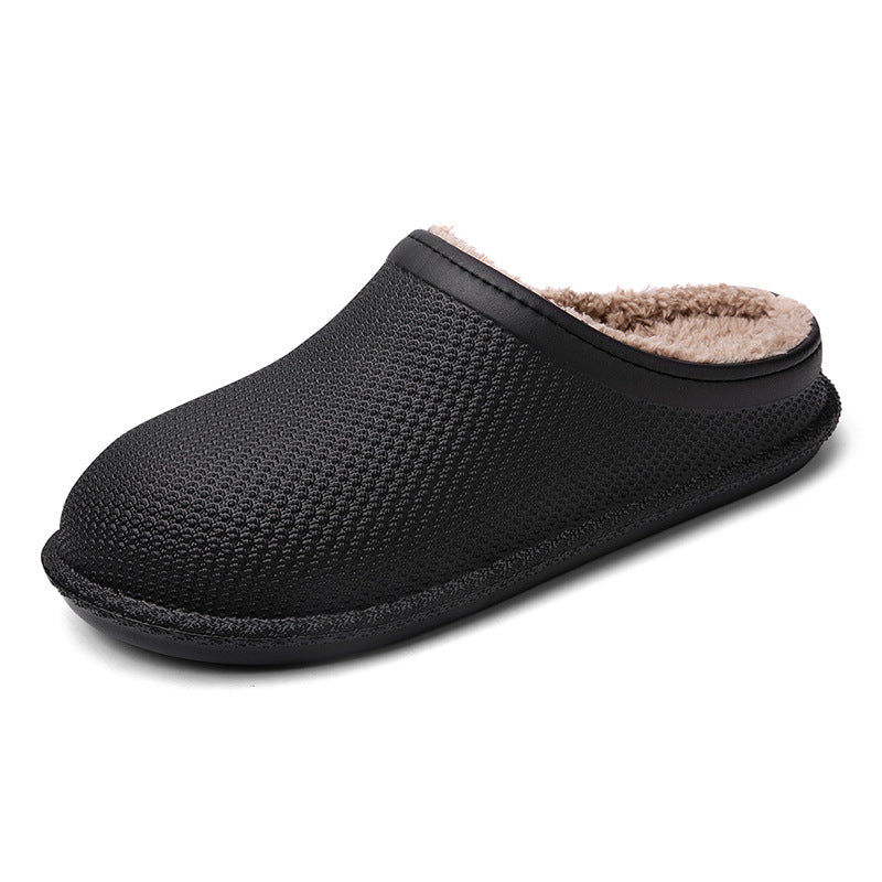 European and American non-slip solid color shallow mouth Baotou parent-child cotton slippers warm bedroom household home shoes