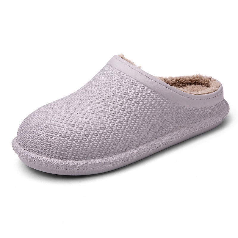 European and American non-slip solid color shallow mouth Baotou parent-child cotton slippers warm bedroom household home shoes