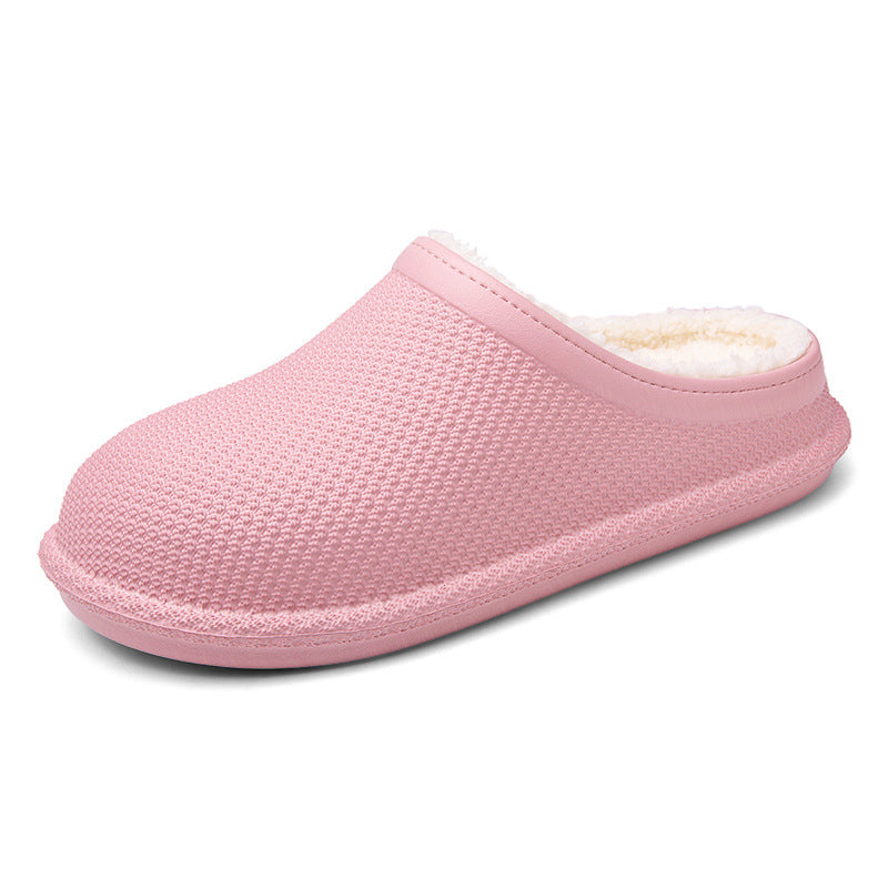 European and American non-slip solid color shallow mouth Baotou parent-child cotton slippers warm bedroom household home shoes