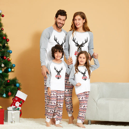 New Christmas family wear cross-border printing family pajamas suits baby boys girls women's clothing men's clothing