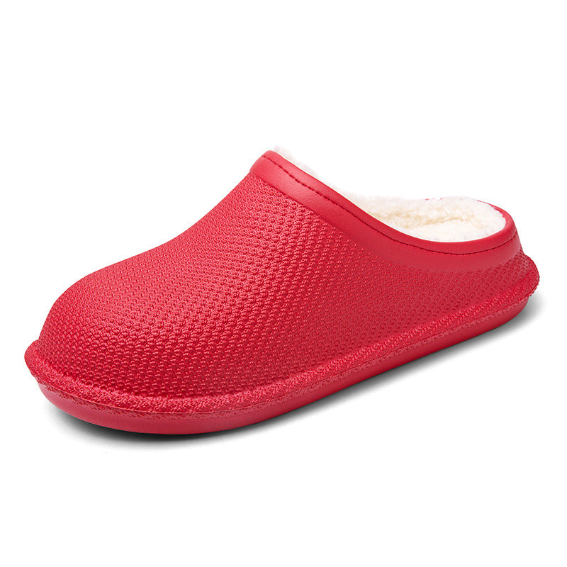 European and American non-slip solid color shallow mouth Baotou parent-child cotton slippers warm bedroom household home shoes