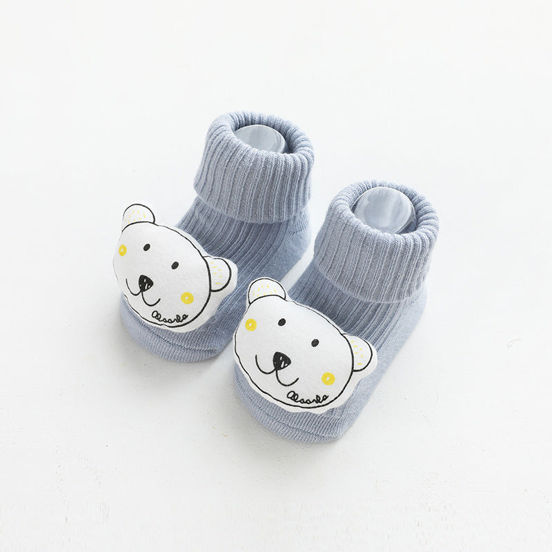 New three-dimensional cartoon doll baby socks glue anti-skid loose mouth baby socks children floor socks