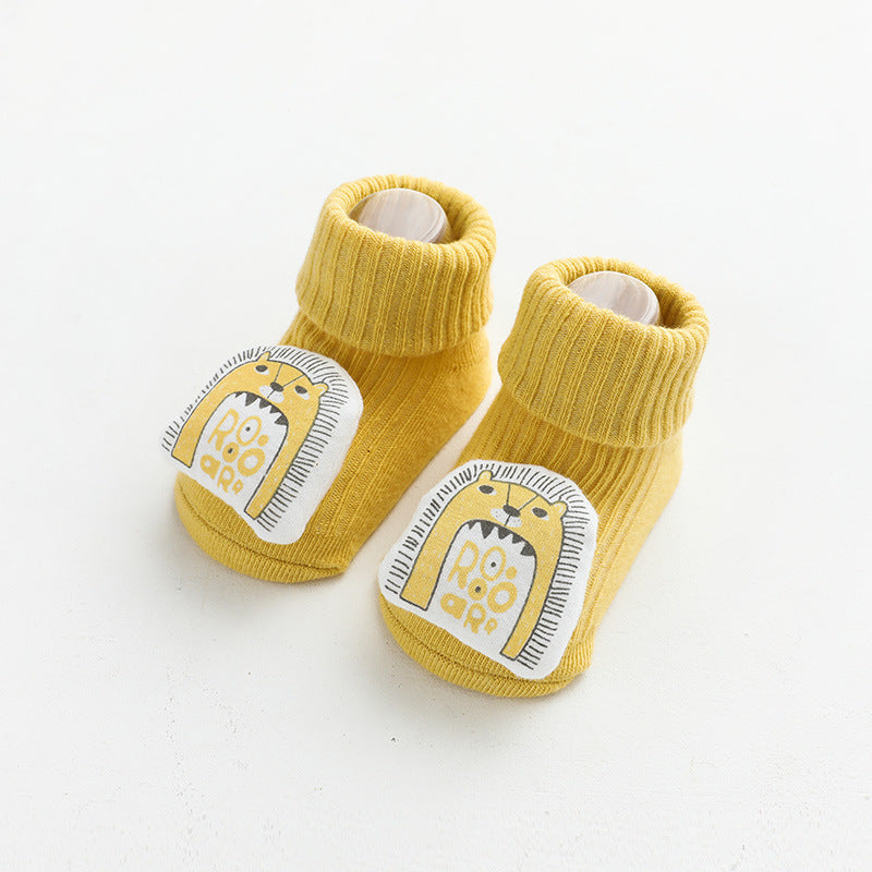 New three-dimensional cartoon doll baby socks glue anti-skid loose mouth baby socks children floor socks