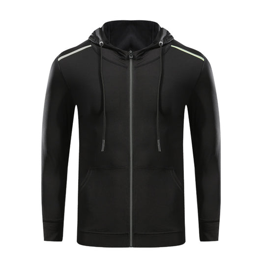 New men's zipper hooded jacket fitness trainer sportswear stretch fitness clothing