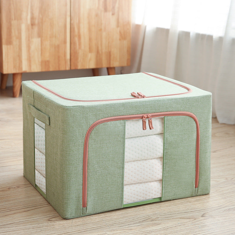 Transparent storage box Oxford cloth steel frame storage box washed quilt clothes large foldable storage box