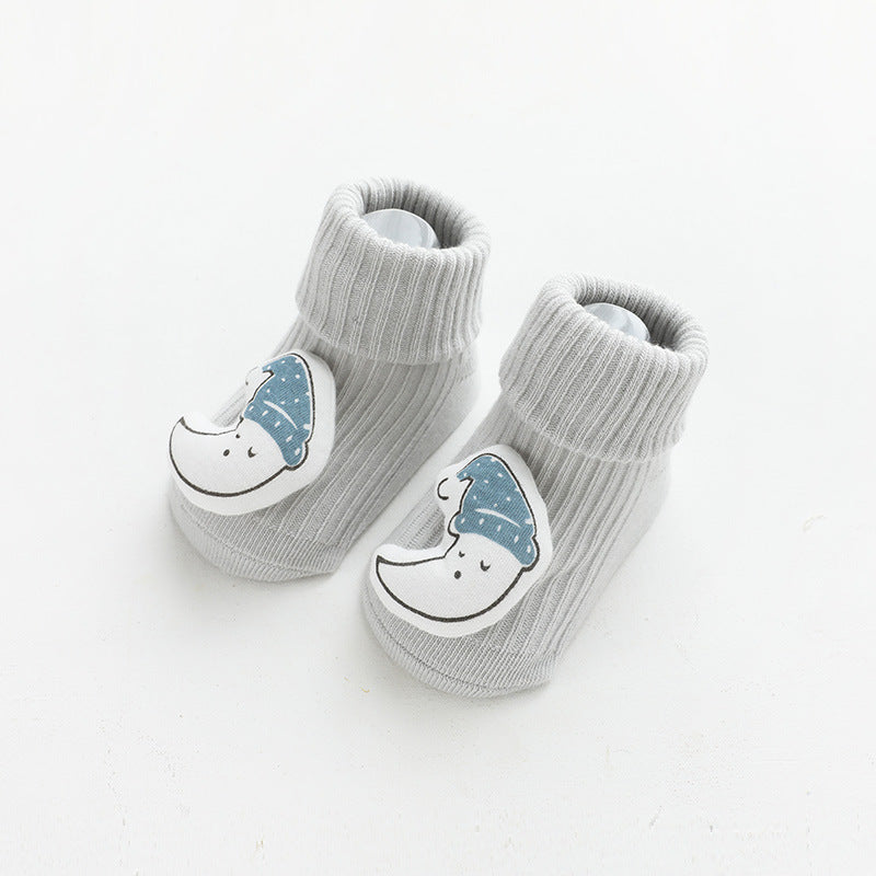 New three-dimensional cartoon doll baby socks glue anti-skid loose mouth baby socks children floor socks