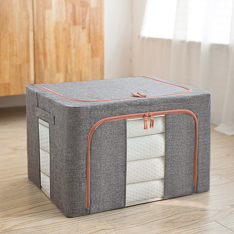 Transparent storage box Oxford cloth steel frame storage box washed quilt clothes large foldable storage box