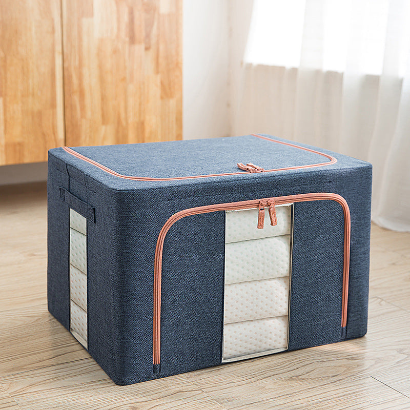 Transparent storage box Oxford cloth steel frame storage box washed quilt clothes large foldable storage box