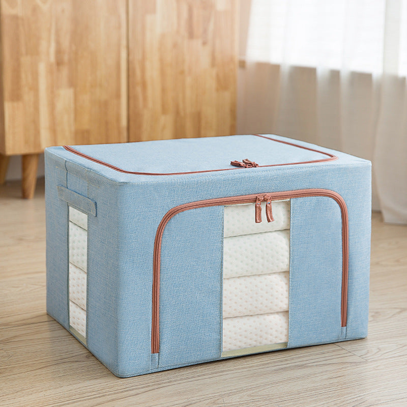 Transparent storage box Oxford cloth steel frame storage box washed quilt clothes large foldable storage box