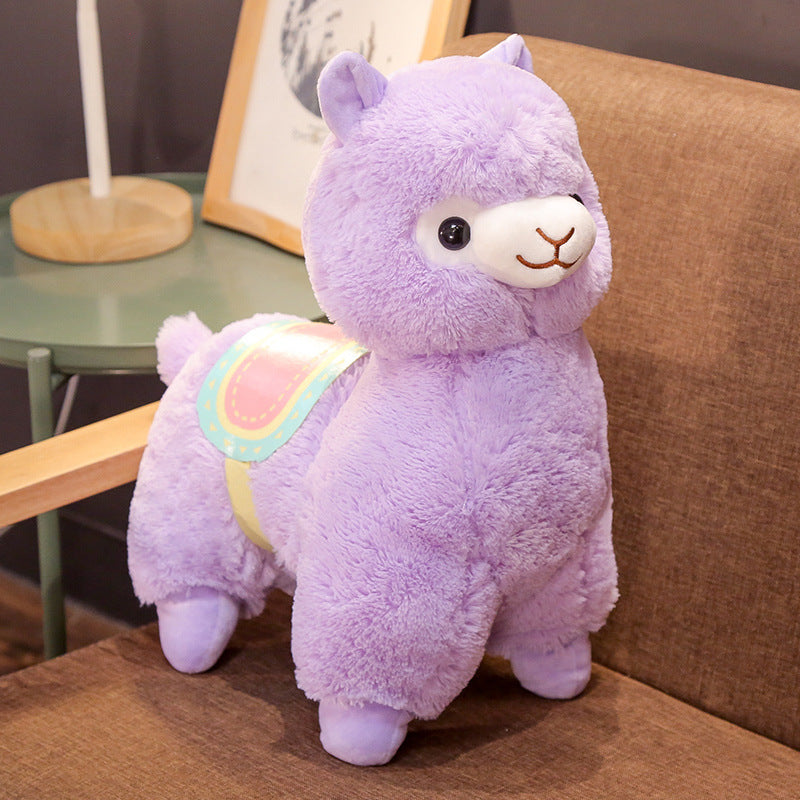 Creative cute solid color new saddle alpaca animal plush doll grass mud horse doll toy